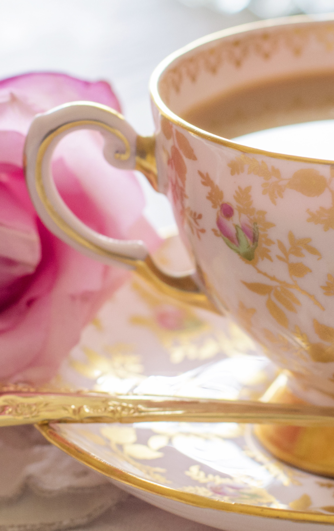 Pink rose and chine teacup