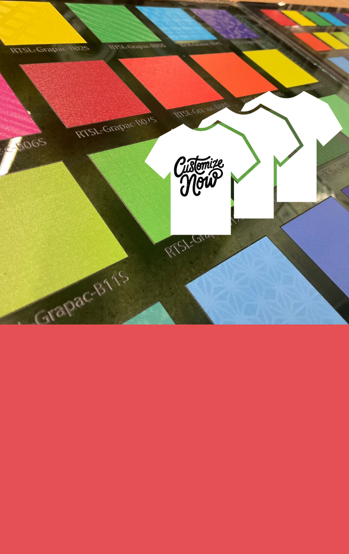 UV Color chart with white t-shirt silhouette