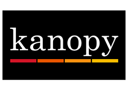 Kanopy logo on black background.