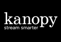 white Kanopy leters on black background