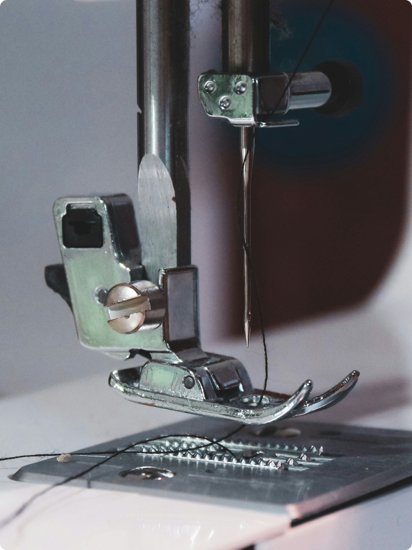 Close up image of a sewing machine