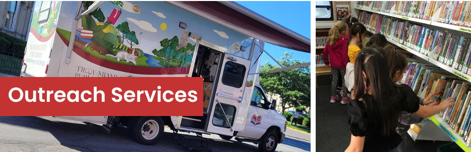 bookmobile and children looking at books
